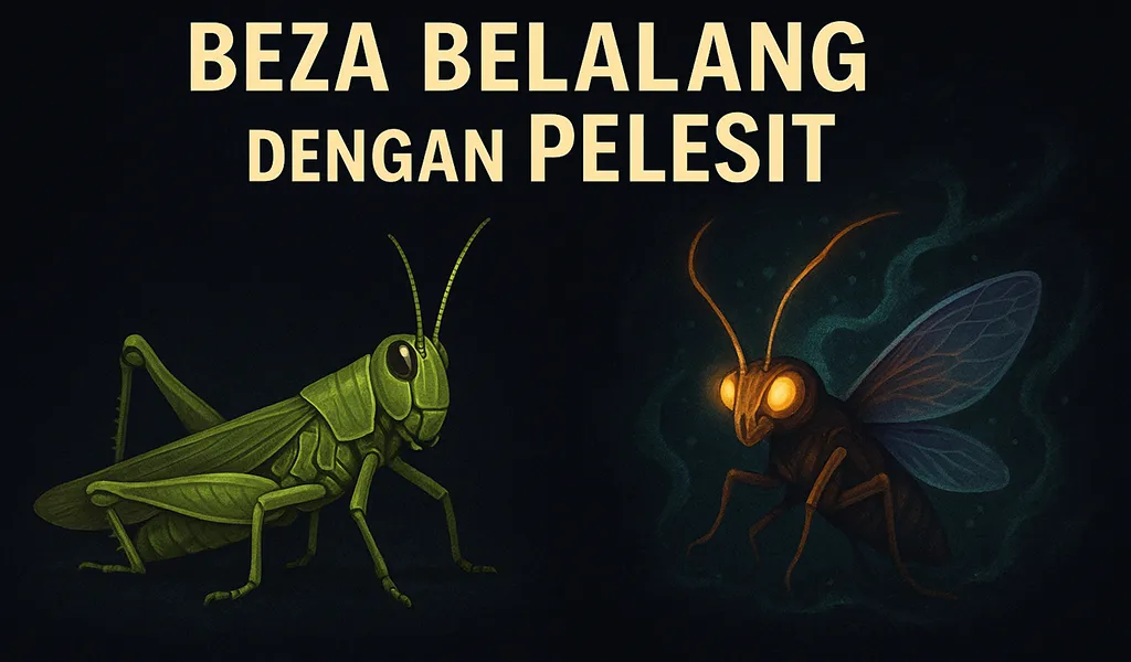Beza Belalang dengan Pelesit
