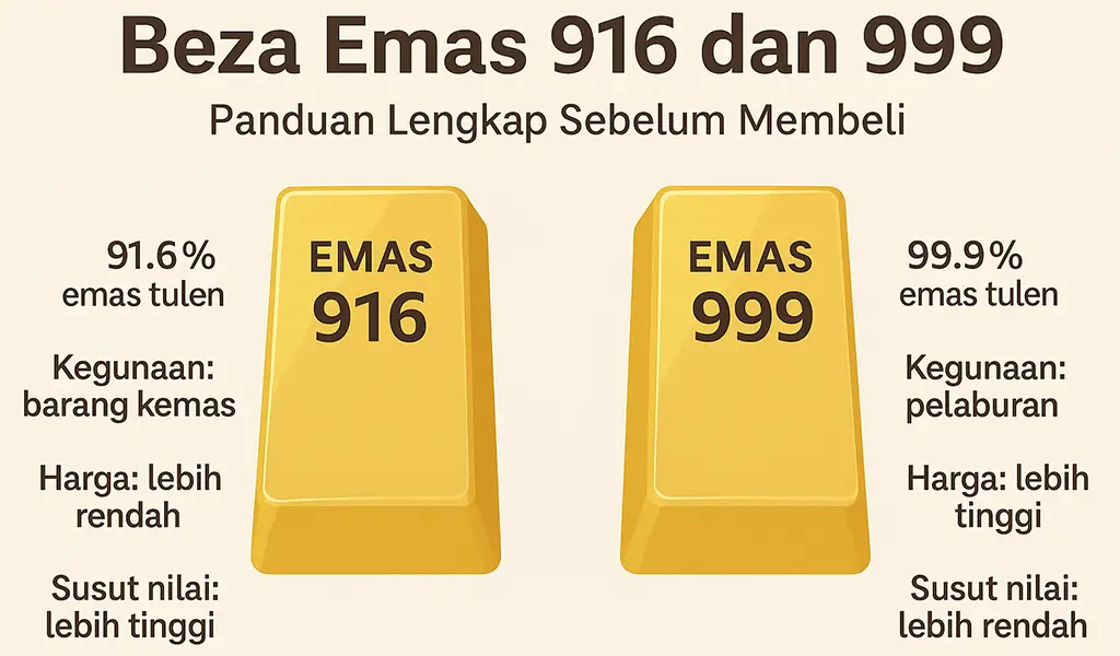 Beza Emas 916 dan 999